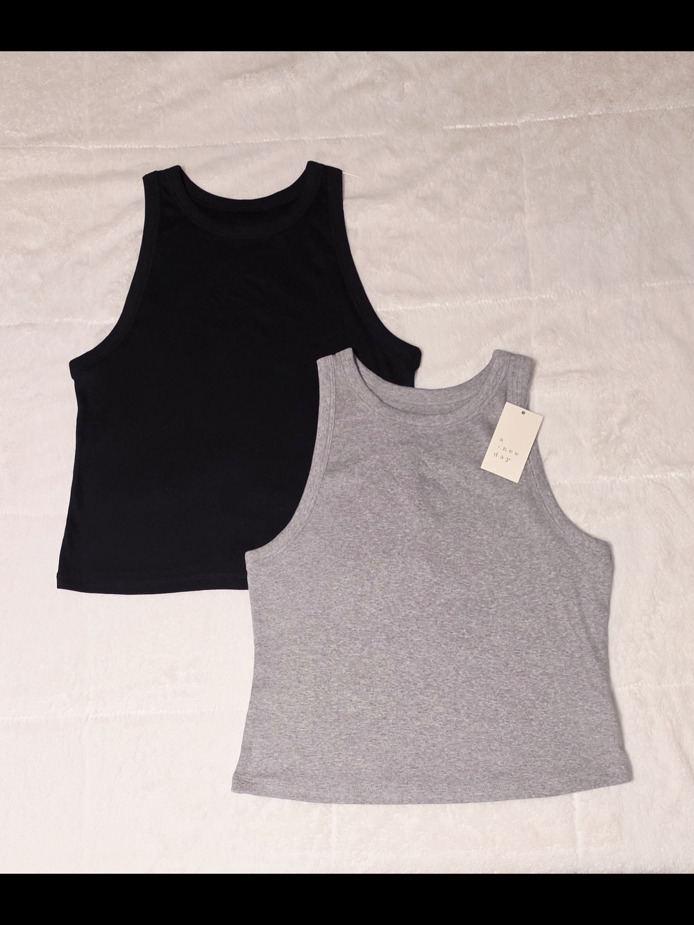 2 Pack a new day Black & Gray Ribbed Crop Tanks (TC156/157)